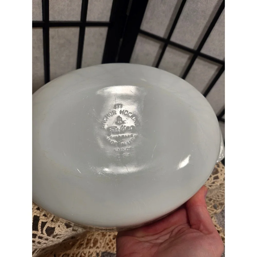 Vintage Fire-King Meadow Green 1.5 QT Oval Casserole Dish Anchor Hocking Lid